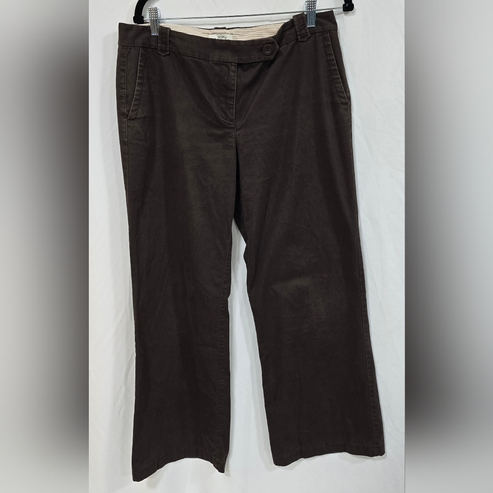 Ann Taylor Loft women 10 Marisa wide leg brown trouser pants academia minimalist